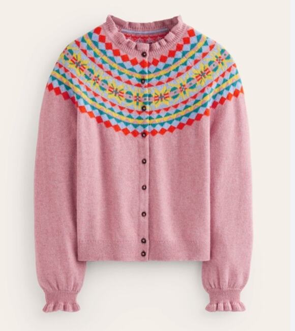 Boden Sweaters - NWT Boden Fae Fair Isle Wool Alpaca Cotton Cardigan Pink Size Medium